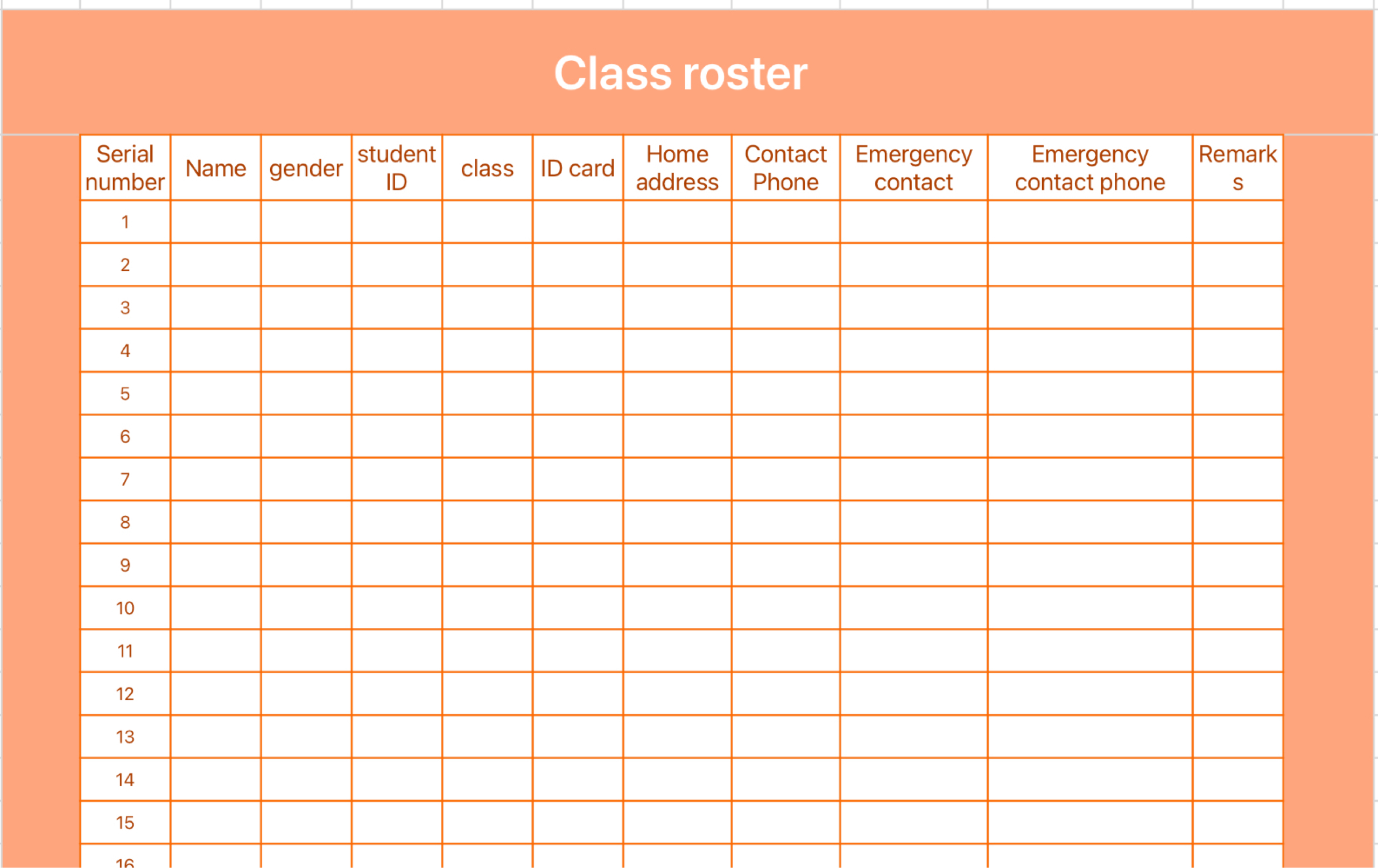 Class roster